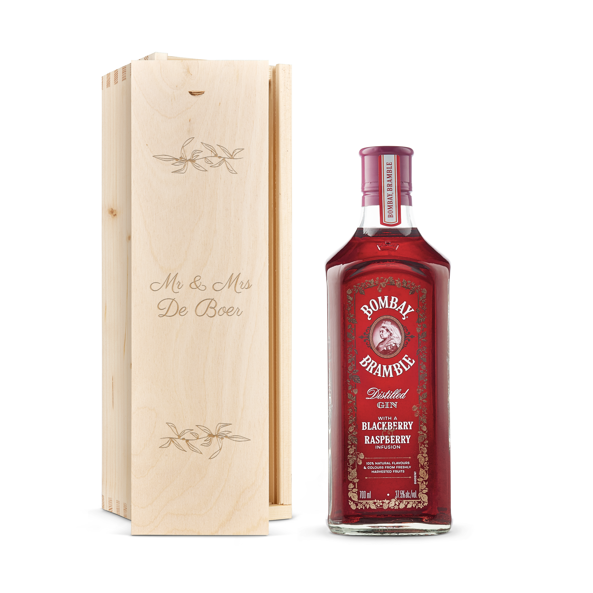 Gin in gegraveerde kist - Bombay Bramble