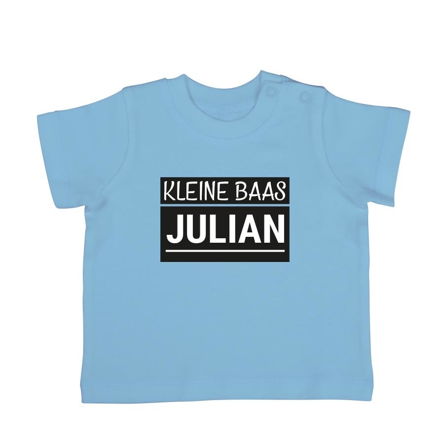 Baby shirt bedrukken - Korte mouw - Babyblauw - 50/56