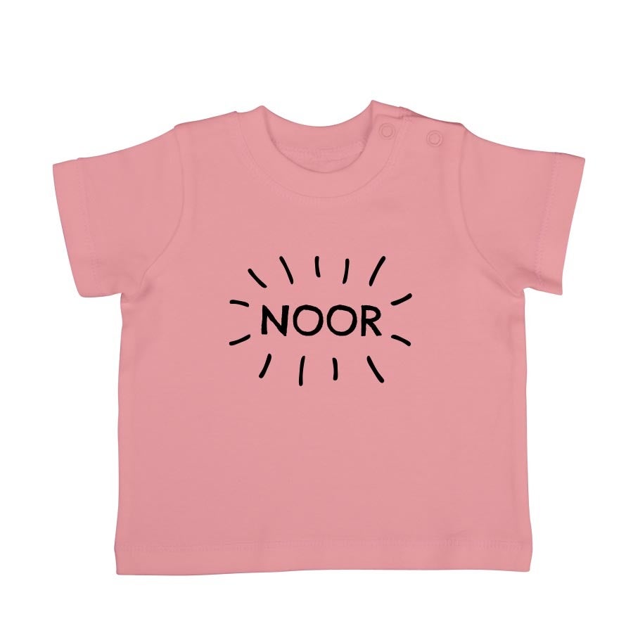 Baby shirt bedrukken - Korte mouw - Babyroze - 62/68