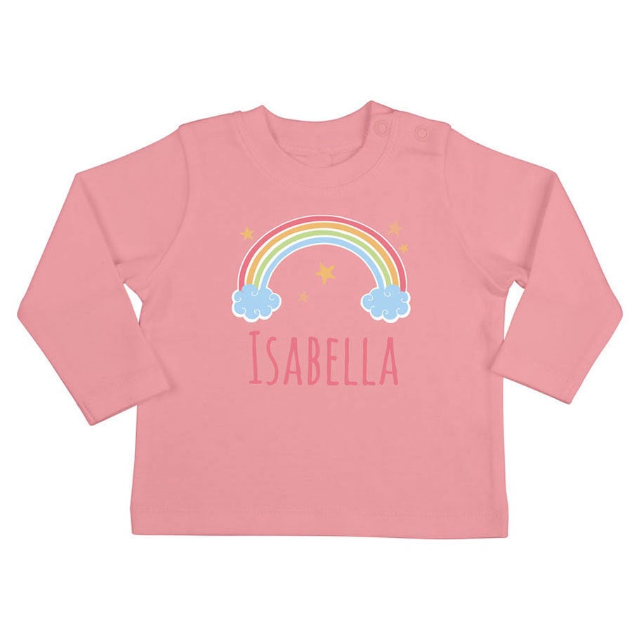 Camiseta personalizada de bebé - Manga larga - Rosa - 50/56