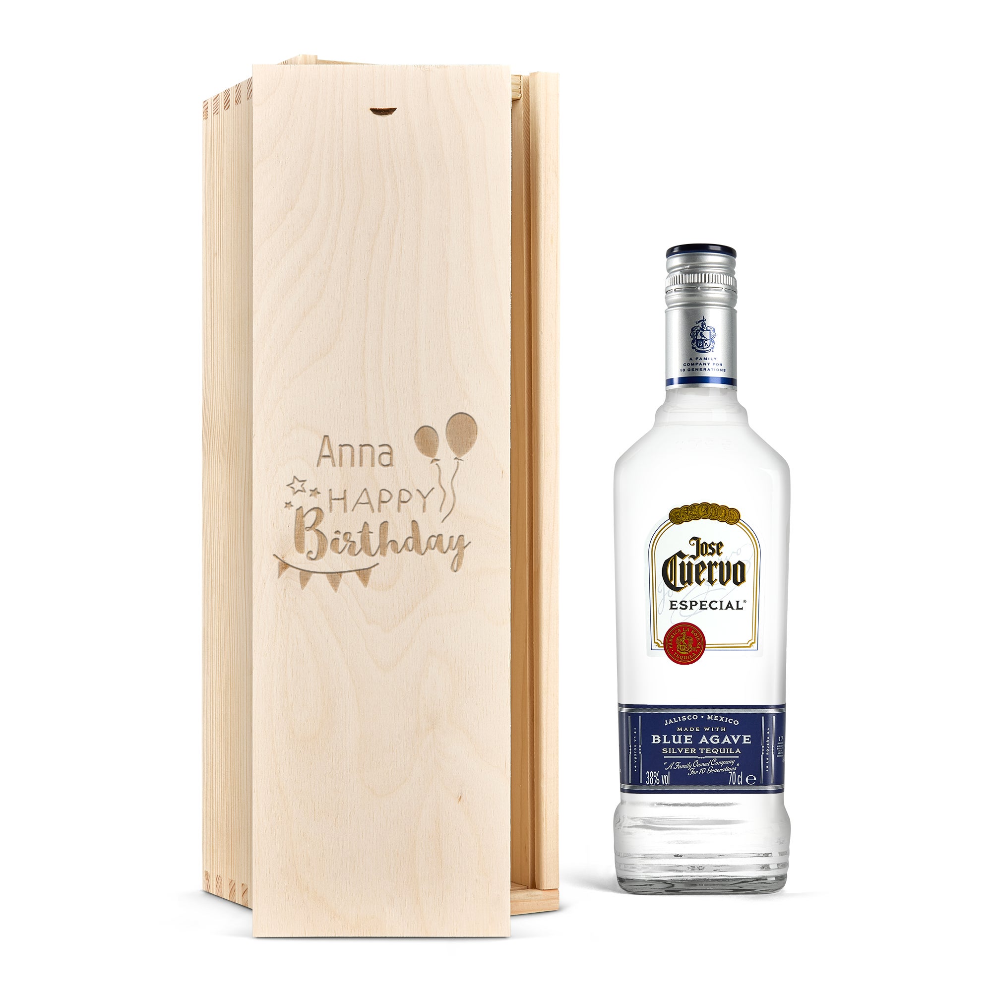 Tequila in engraved case - Jose Cuervo Especial Silver