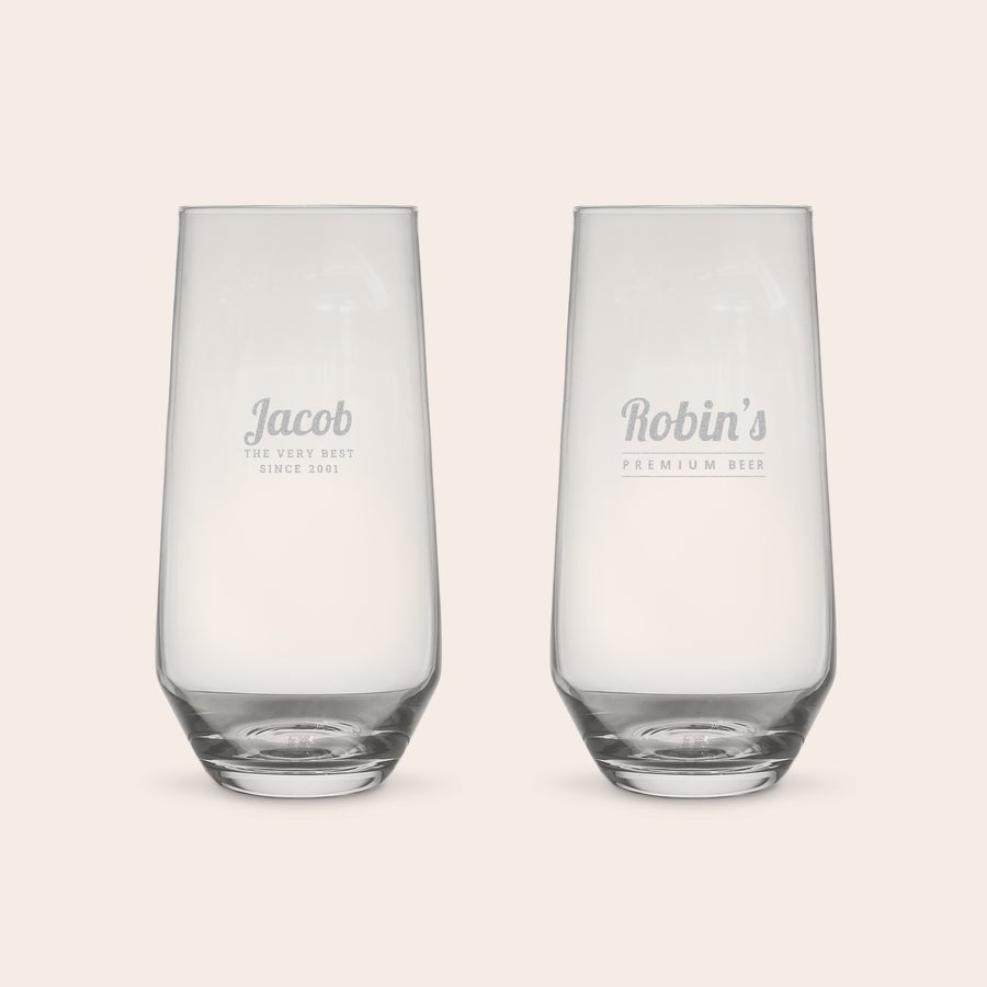 Pohár na vodu Personalizované krištáľové poháre na vodu s vygravírovaným menom Jacob the very best since 2001 a Robin's premium beer.