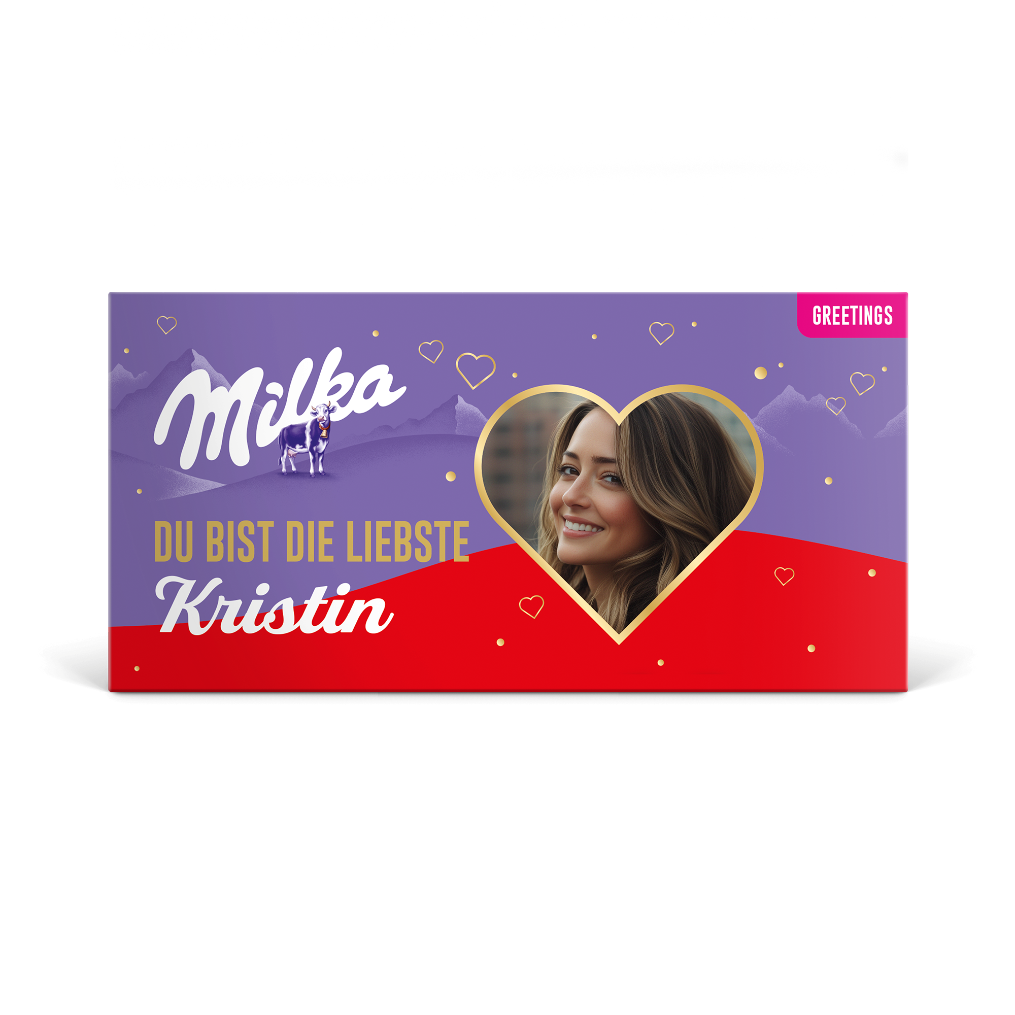 Personalisierte Milka-Schokoladen-Grußkarte