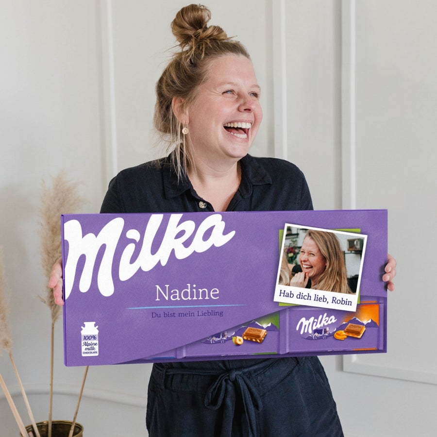 Riesen Milka Schokolade personalisieren mit Foto & Name Riesen Milka Schokolade personalisieren mit Foto & Name