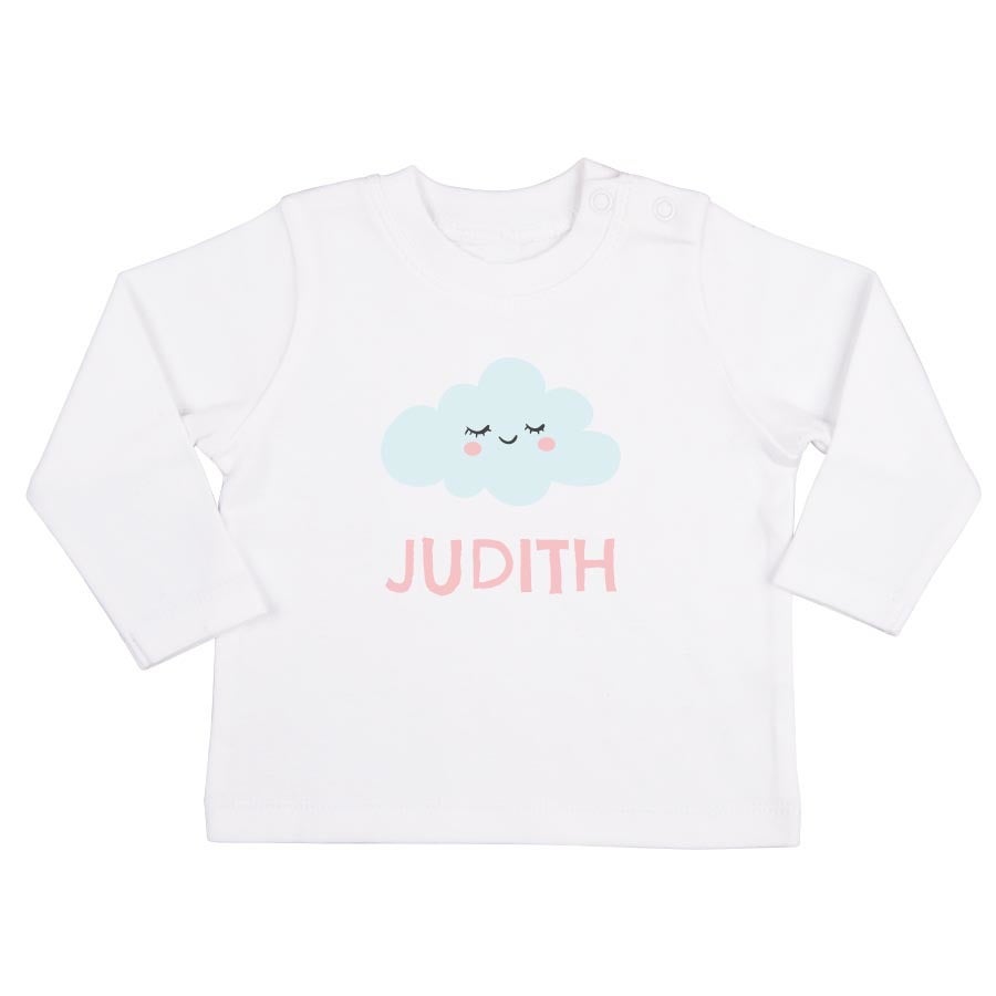 Personalised Baby T-shirt - Long sleeve - White - 74/80