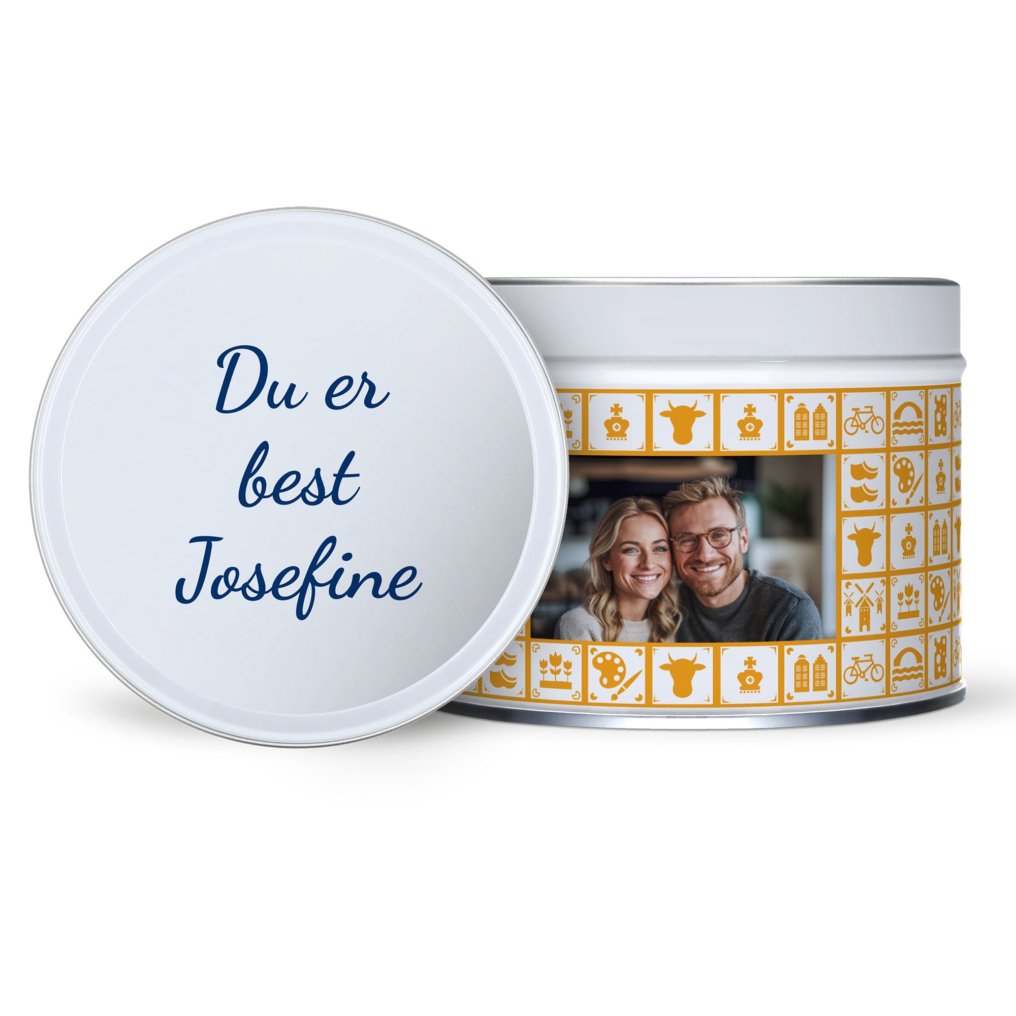 Stroopwafel boks med trykt lokk - Rund