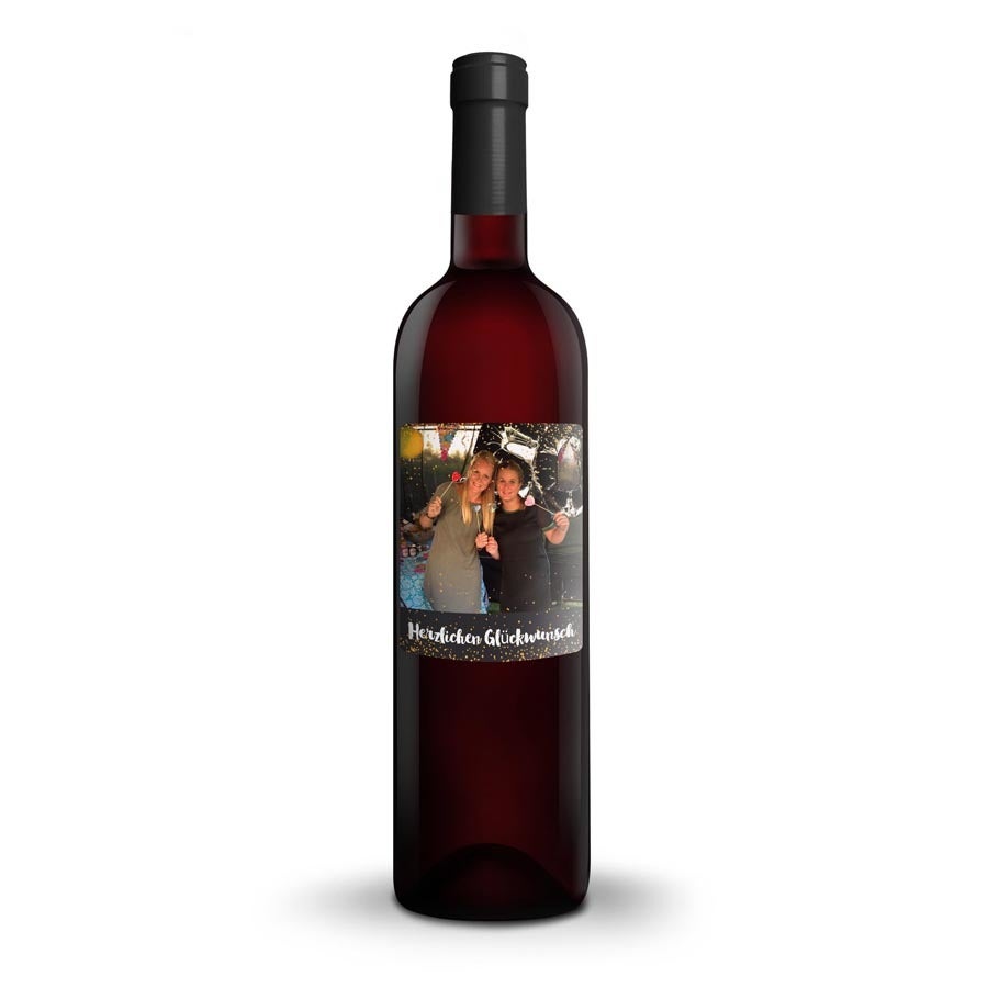 Herzlichen Glückwunsch personalisiert Weinflasche PHOTO Label