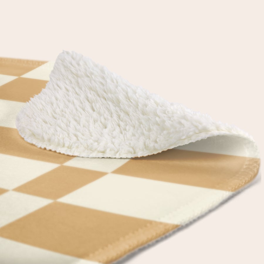 Coperta in pile con foto Coperta in pile personalizzata con motivo a quadri beige e panna, stampata con il tuo design e incredibilmente morbida