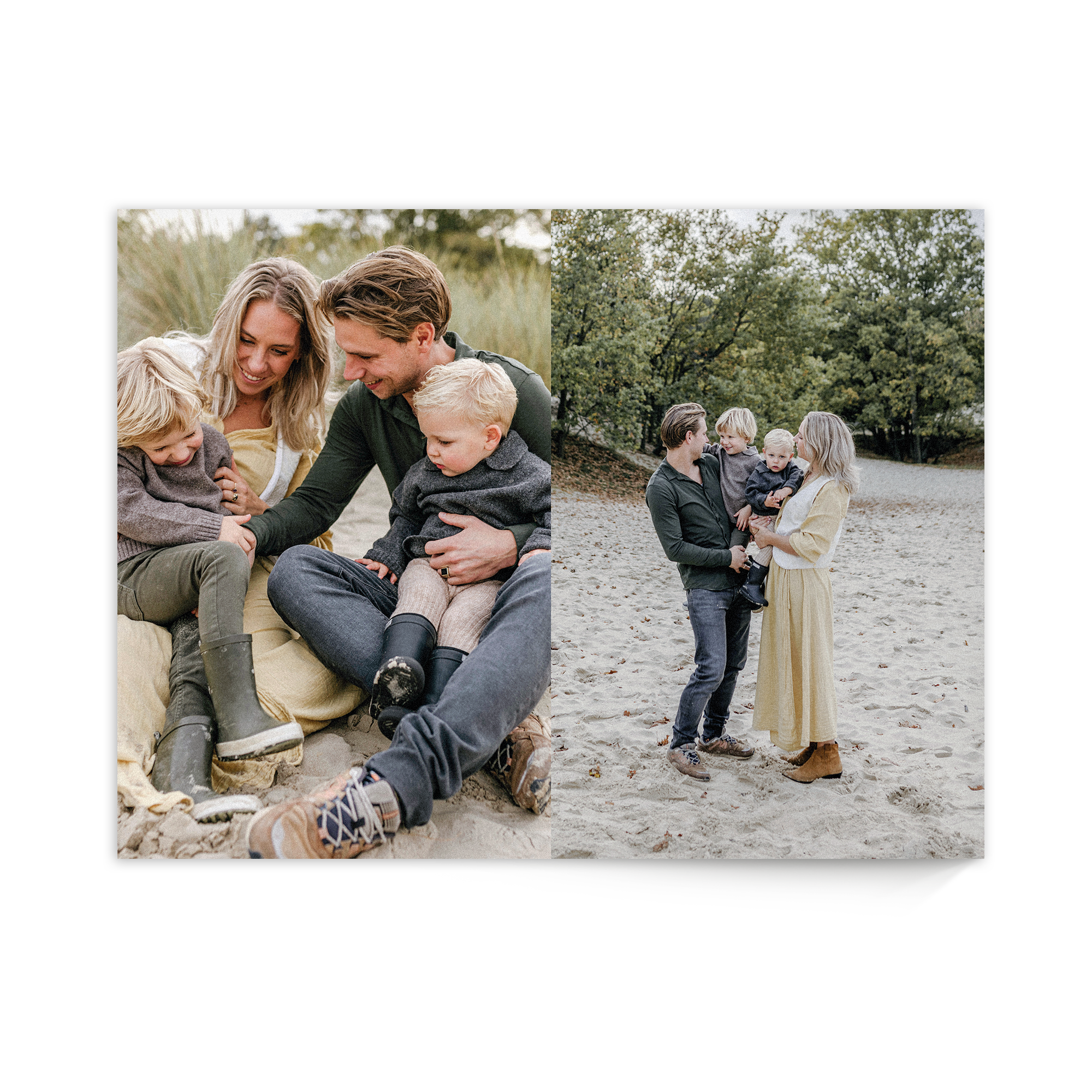 Stampa foto su legno personalizzata con una famiglia sorridente, perfetta per arredare casa