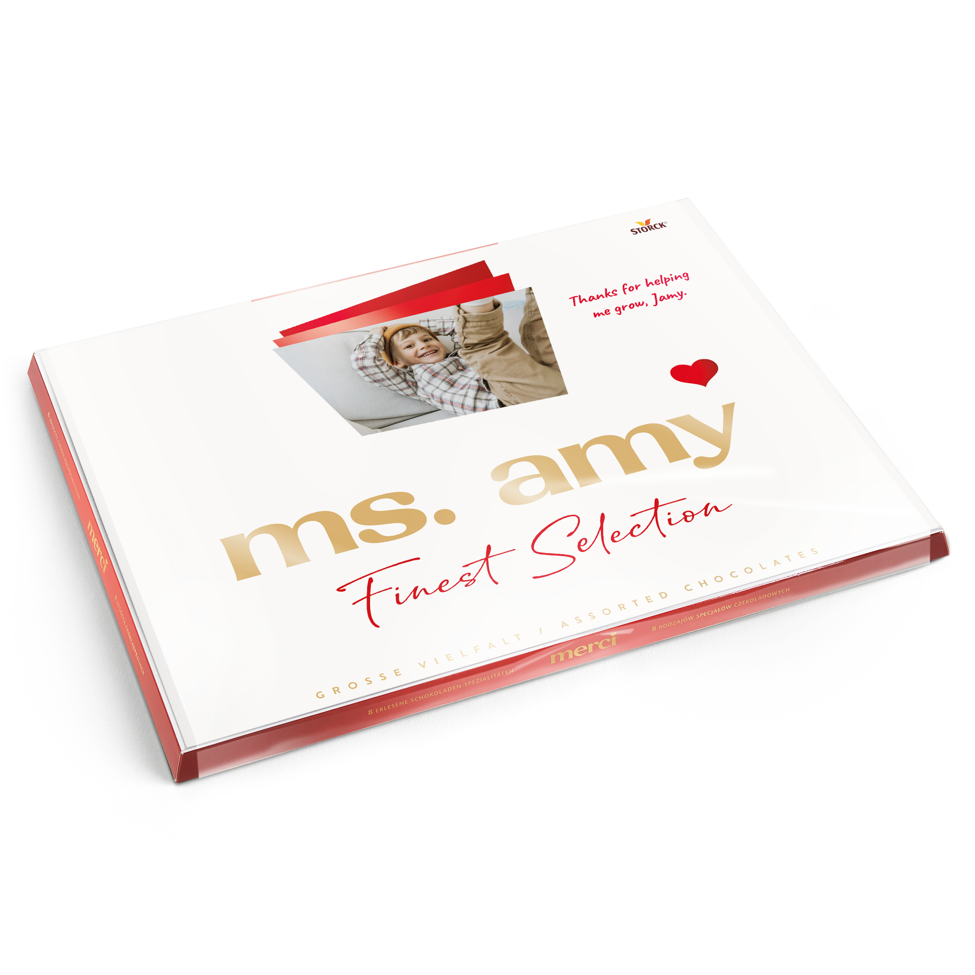 Chocolate merci con tarjeta personalizada