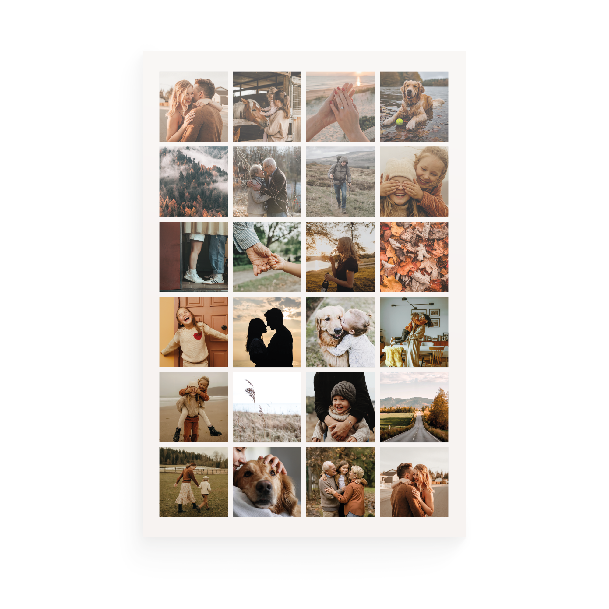 Calendário do advento fotográfico personalizado com grade de 24 fotos, para criar a magia do Natal.