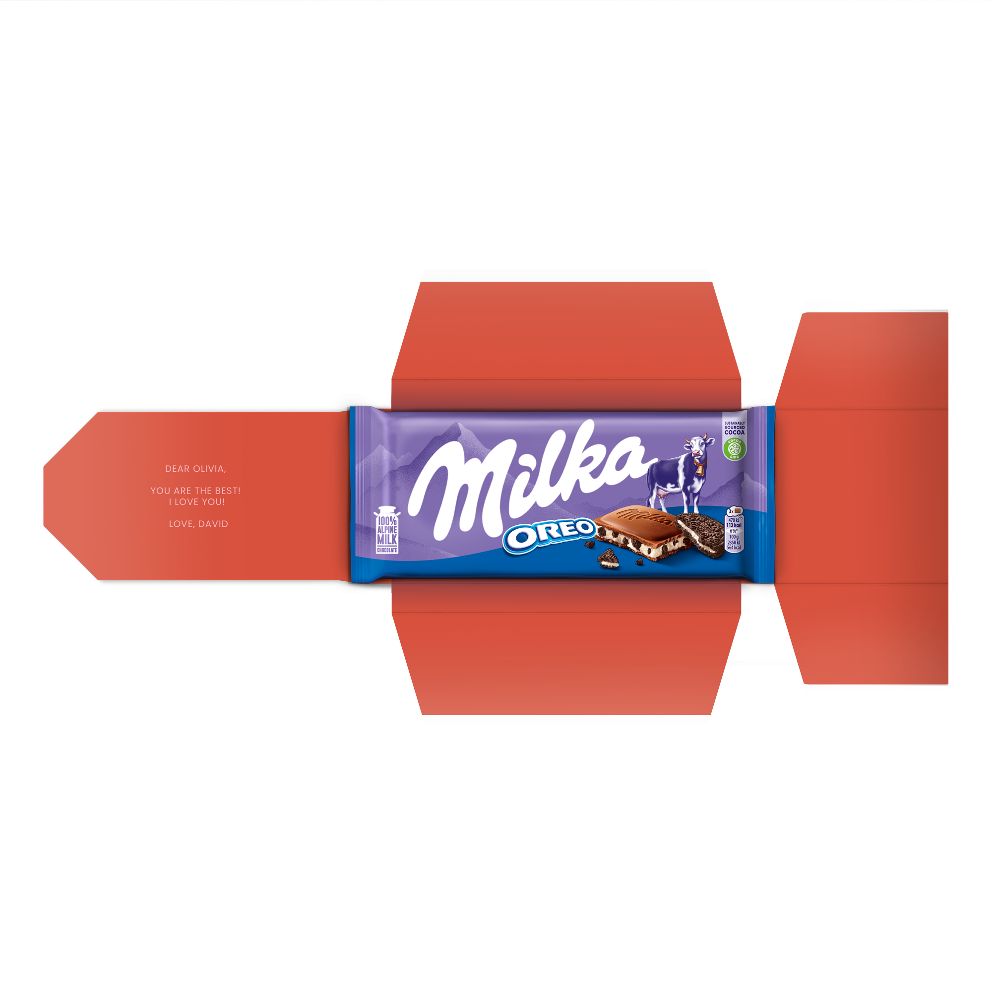 Personalisierte Milka-Schokoladen-Grußkarte