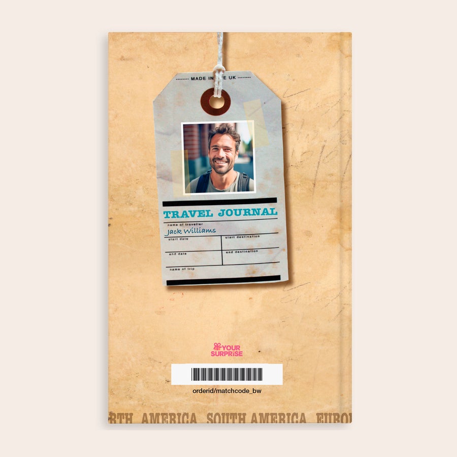 Livro - Diário de Viagem Diário de viagem personalizado com nome Jack Williams e foto na capa para cada viagem inesquecível.