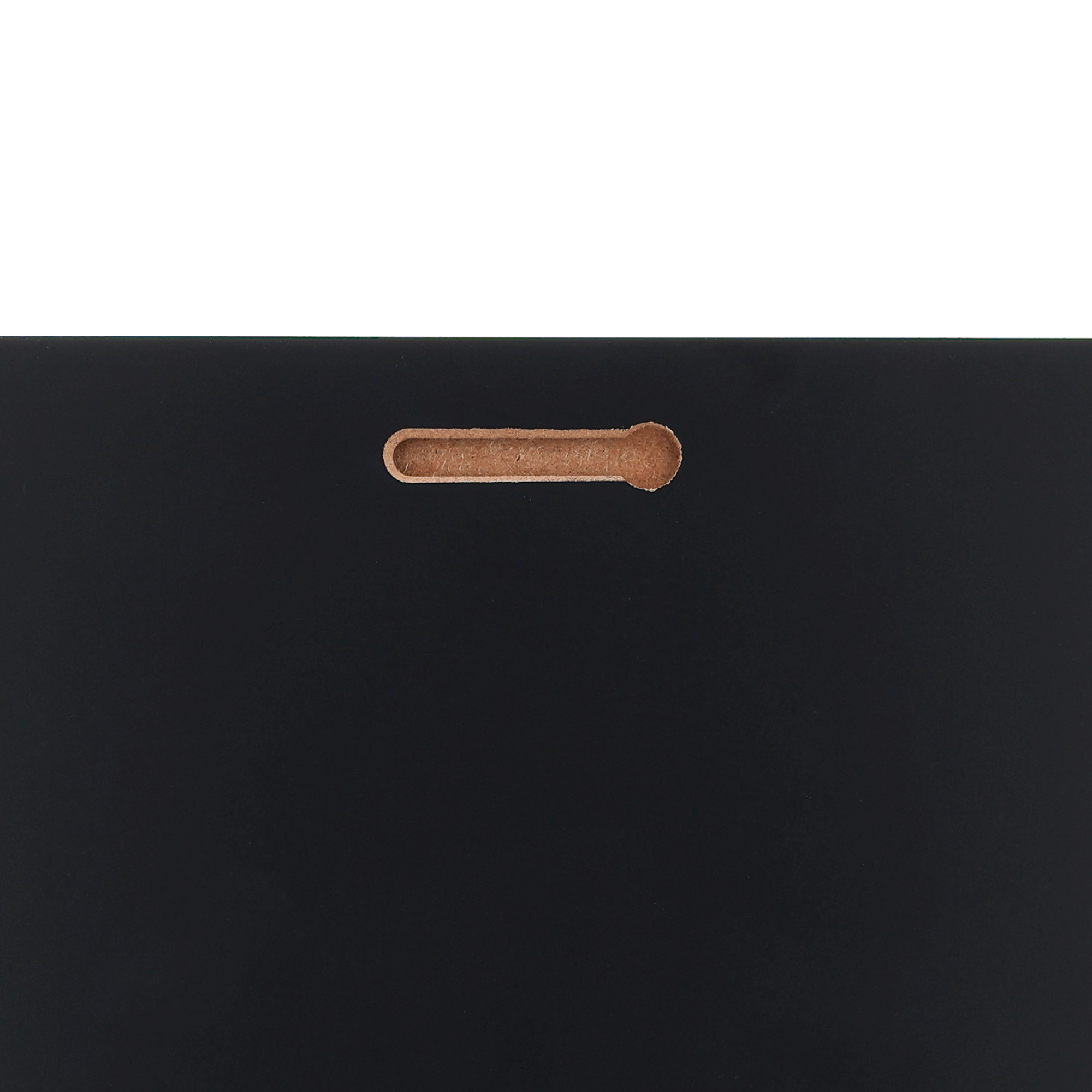 Painel fotográfico de madeira ChromaLuxe preto com entalhes para pendurar, para surpreender qualquer pessoa com sua foto e texto.