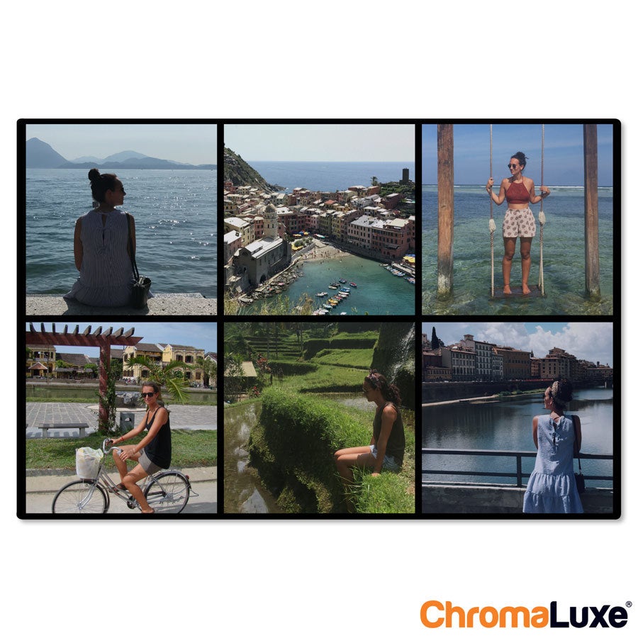 Colagem de fotos do Instagram em alumínio personalizada com seis fotos de viagens diferentes