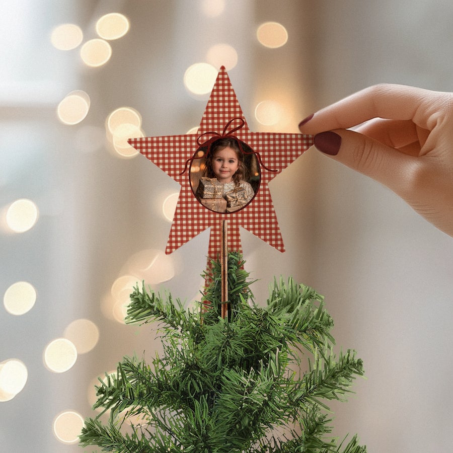 Personalisierte Christbaumspitze aus Holz Personalisierte Christbaumspitze aus Holz