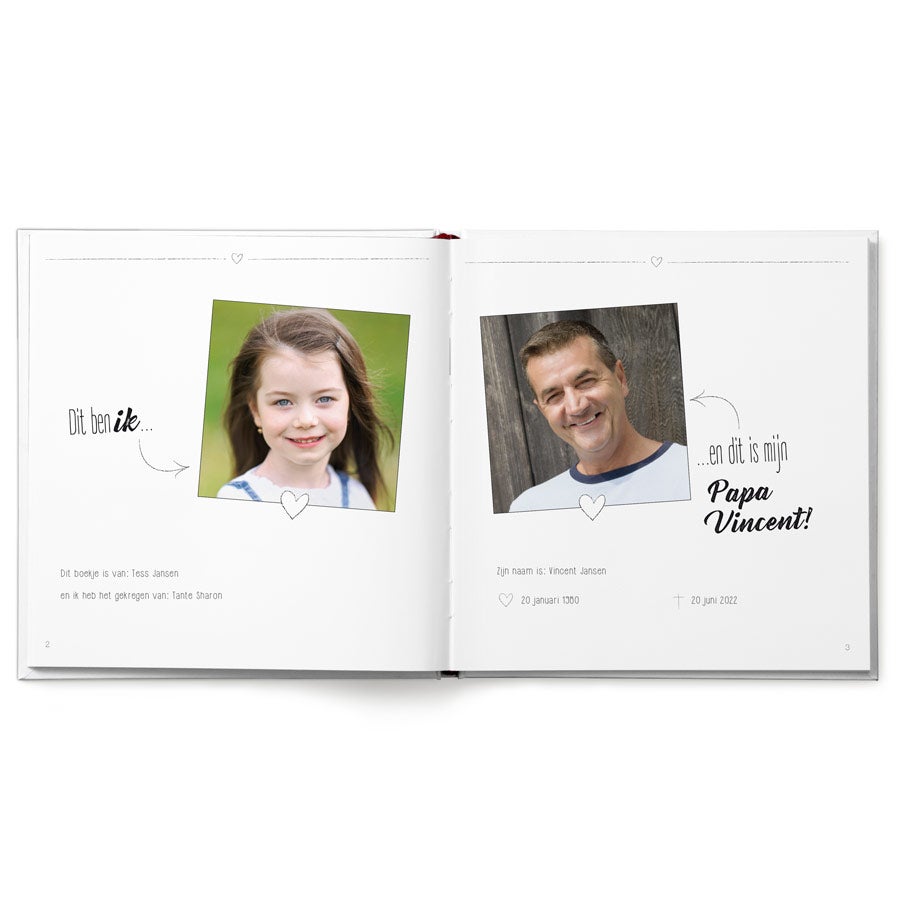 Boek "Lieve Papa, omdat ik je zo mis" personaliseren