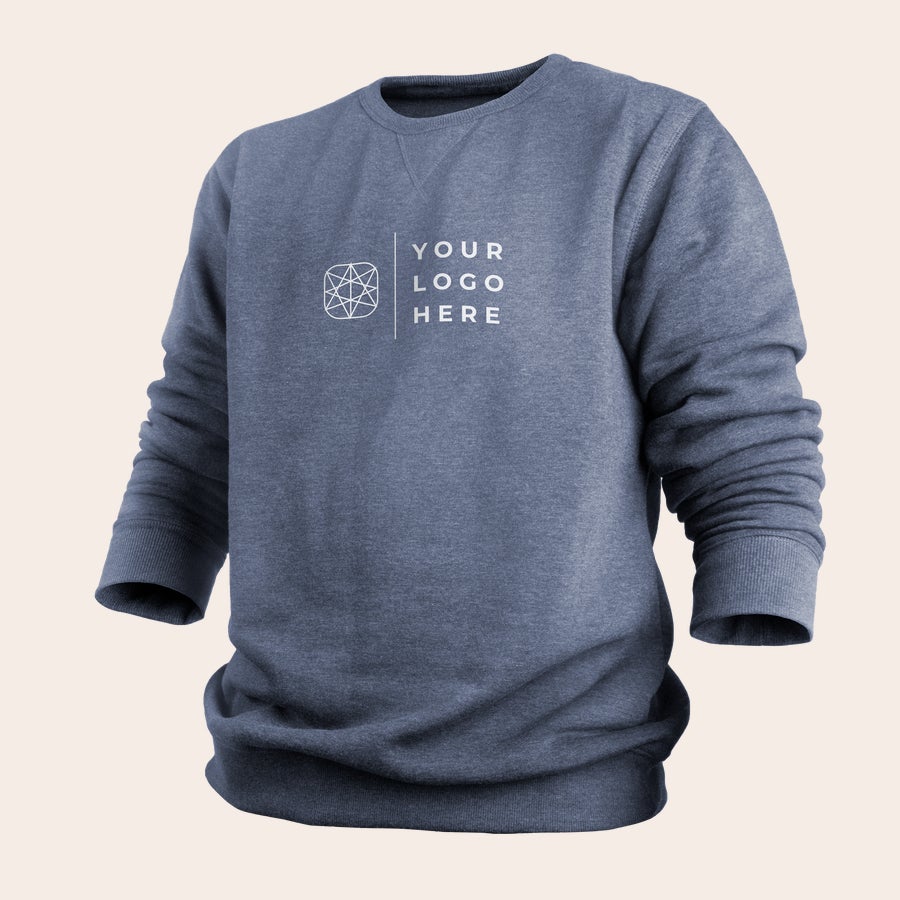 Personalizowana  bluza męska Szary męski sweter z okrągłym dekoltem, personalizowany nadrukiem logo Your Logo Here