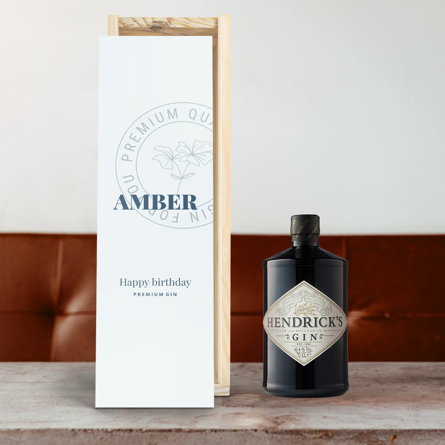 Personalised Gin Gift - Hendrick's - Wooden Case Personalised Gin Gift - Hendrick's - Wooden Case