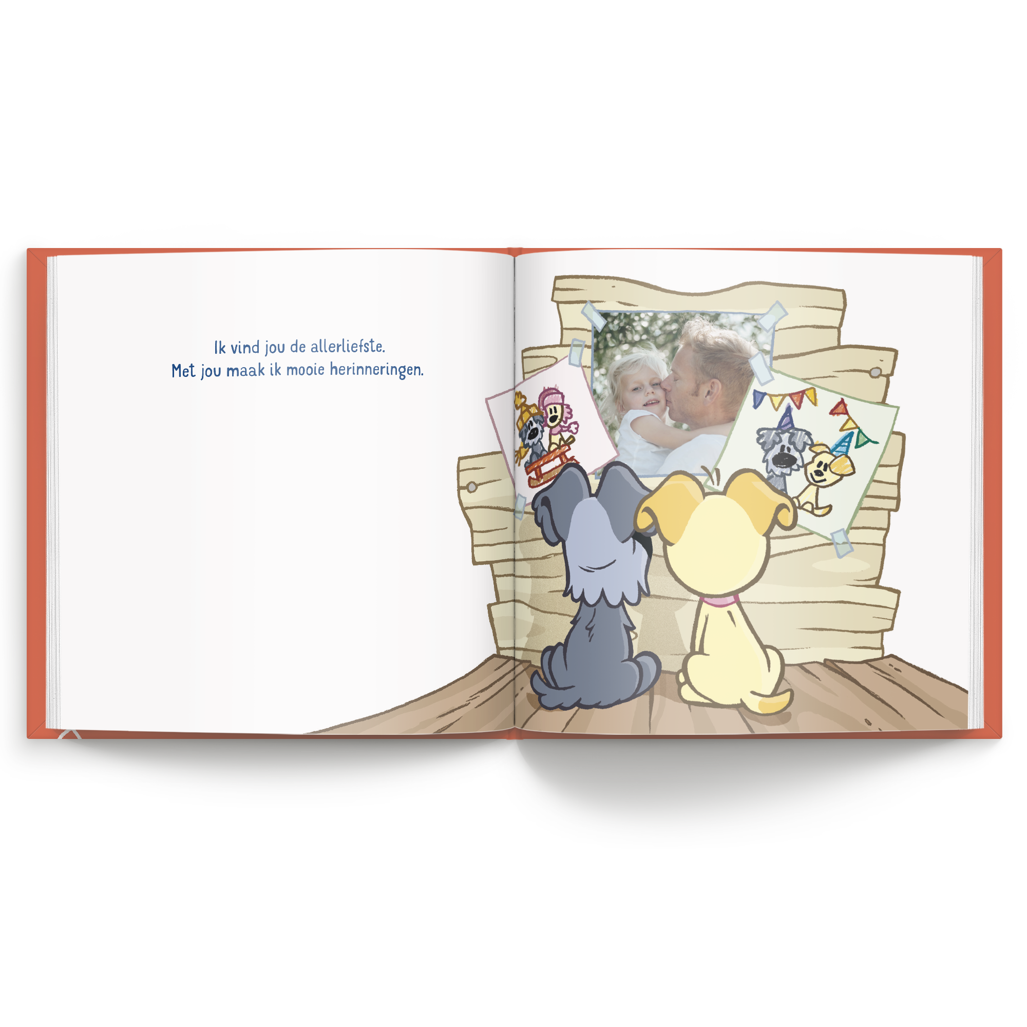 Open Boek met naam en foto - Woezel & Pip - Jij bent de allerliefste papa (Hardcover), gepersonaliseerd met eigen foto.