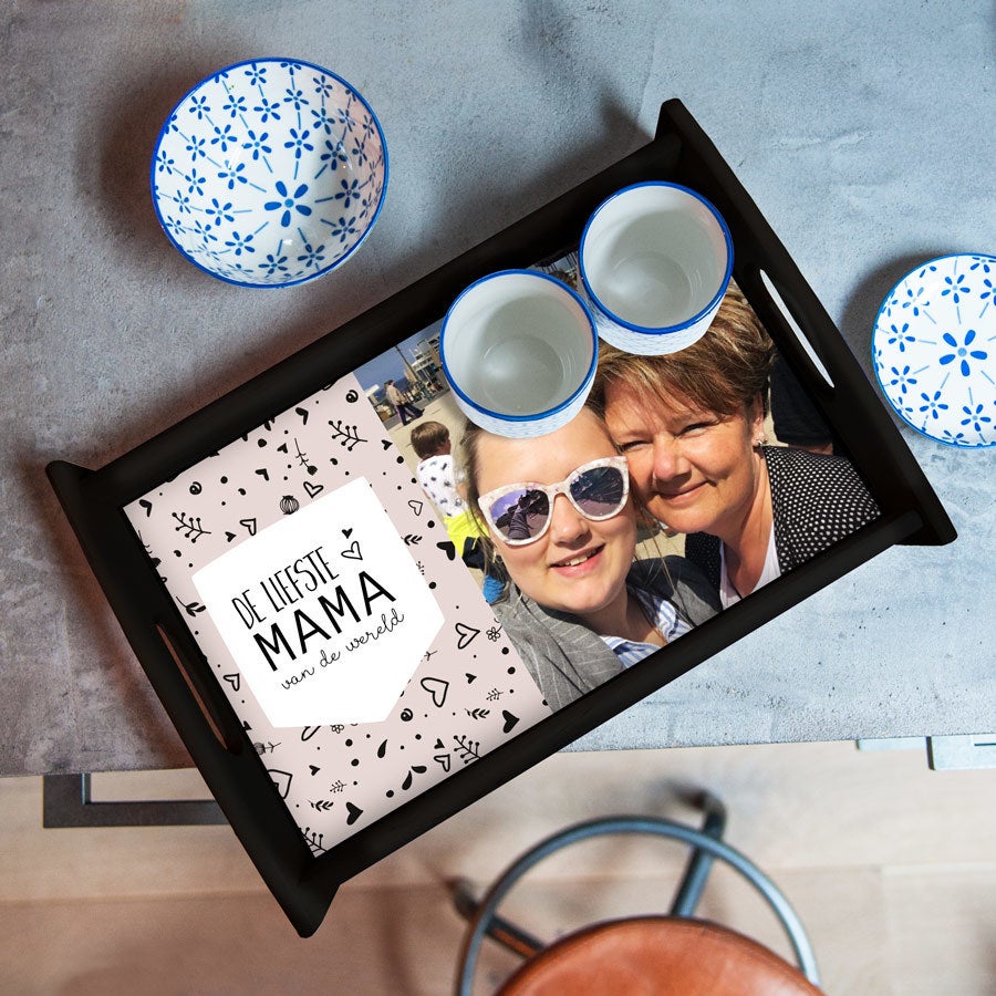 Taca ze zdjęciem  dla Mamy - Czarna - Duża