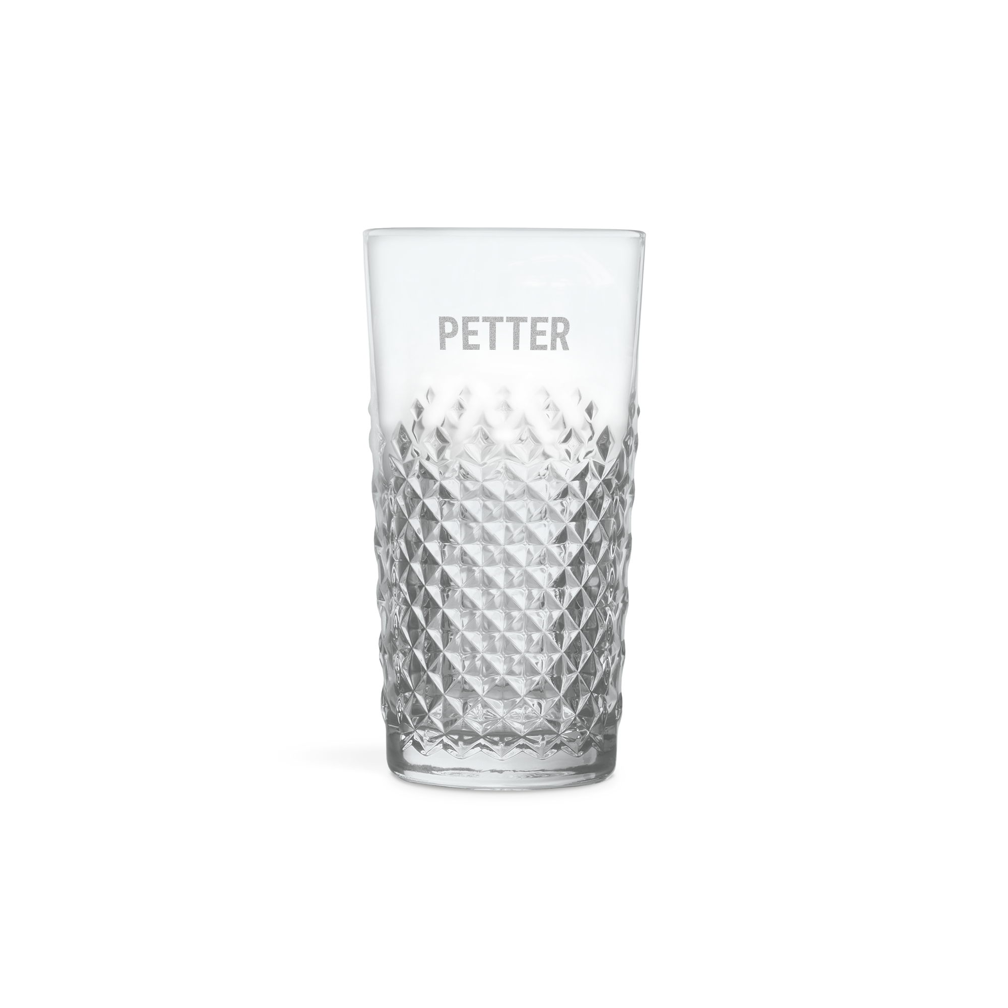 Personligt romglas graverat med namnet PETTER ett lyxigt mörkt rom presentset med glas för cocktailälskare