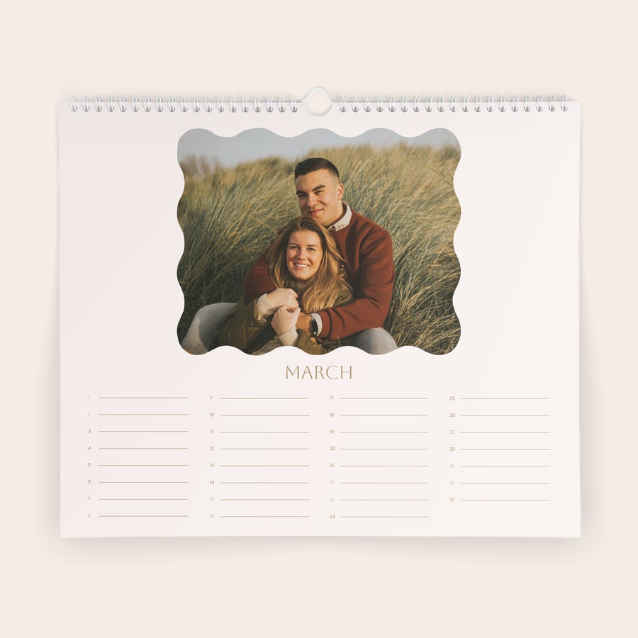 Personalised birthday calendar Personalized birthday calendar with a couple photo and the month March printed on it