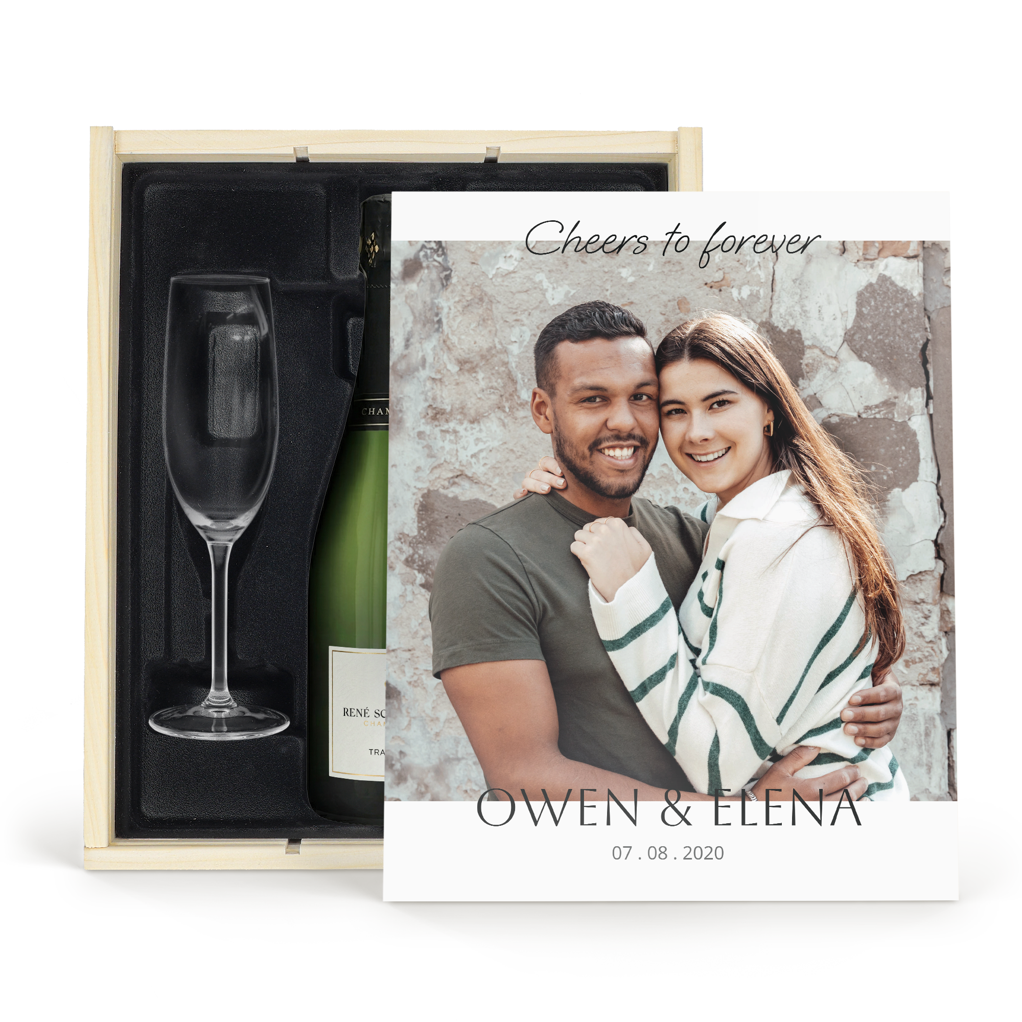 Rene Schloesser champagne gavesæt med 2 graverede glas