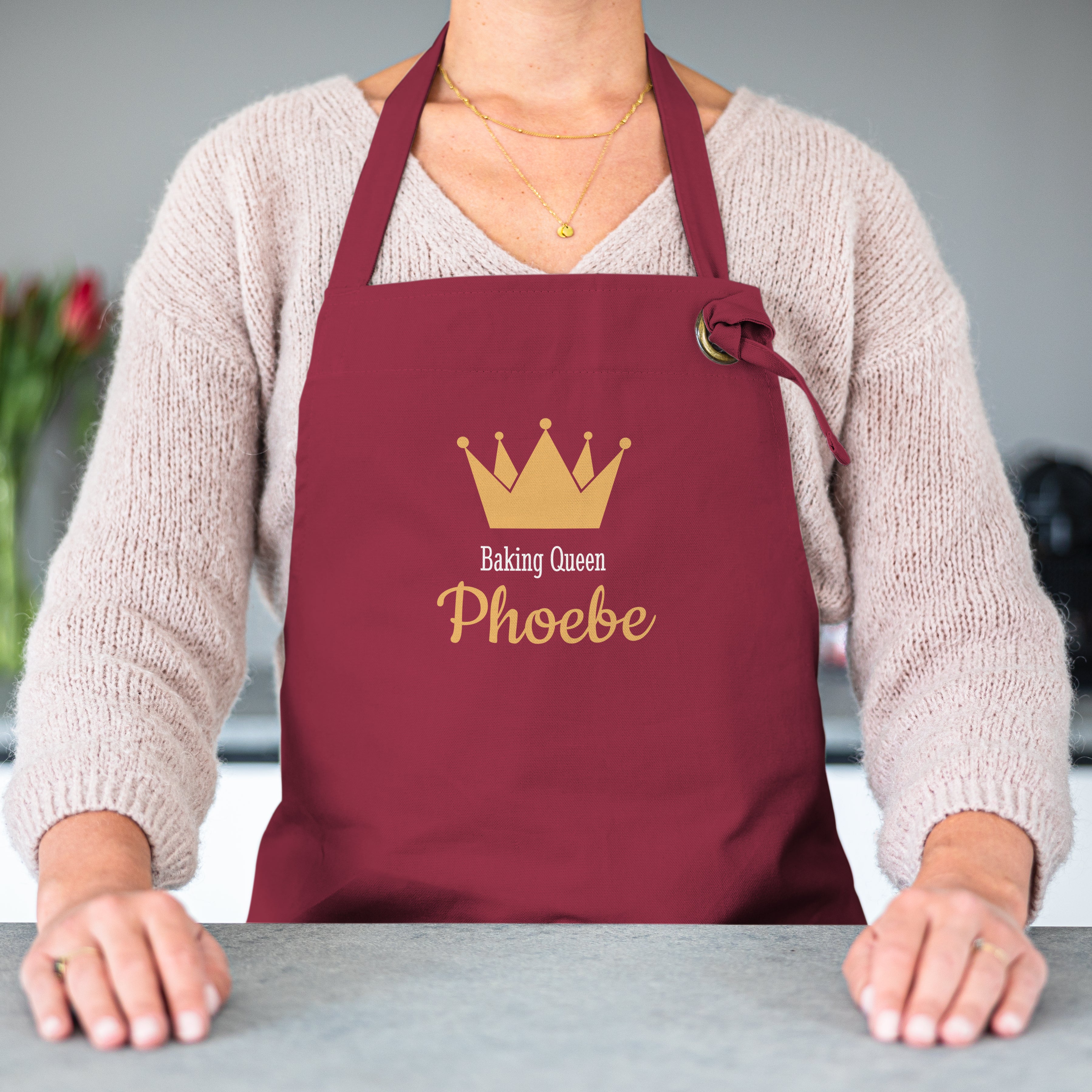 Personalised kitchen apron - Burgundy