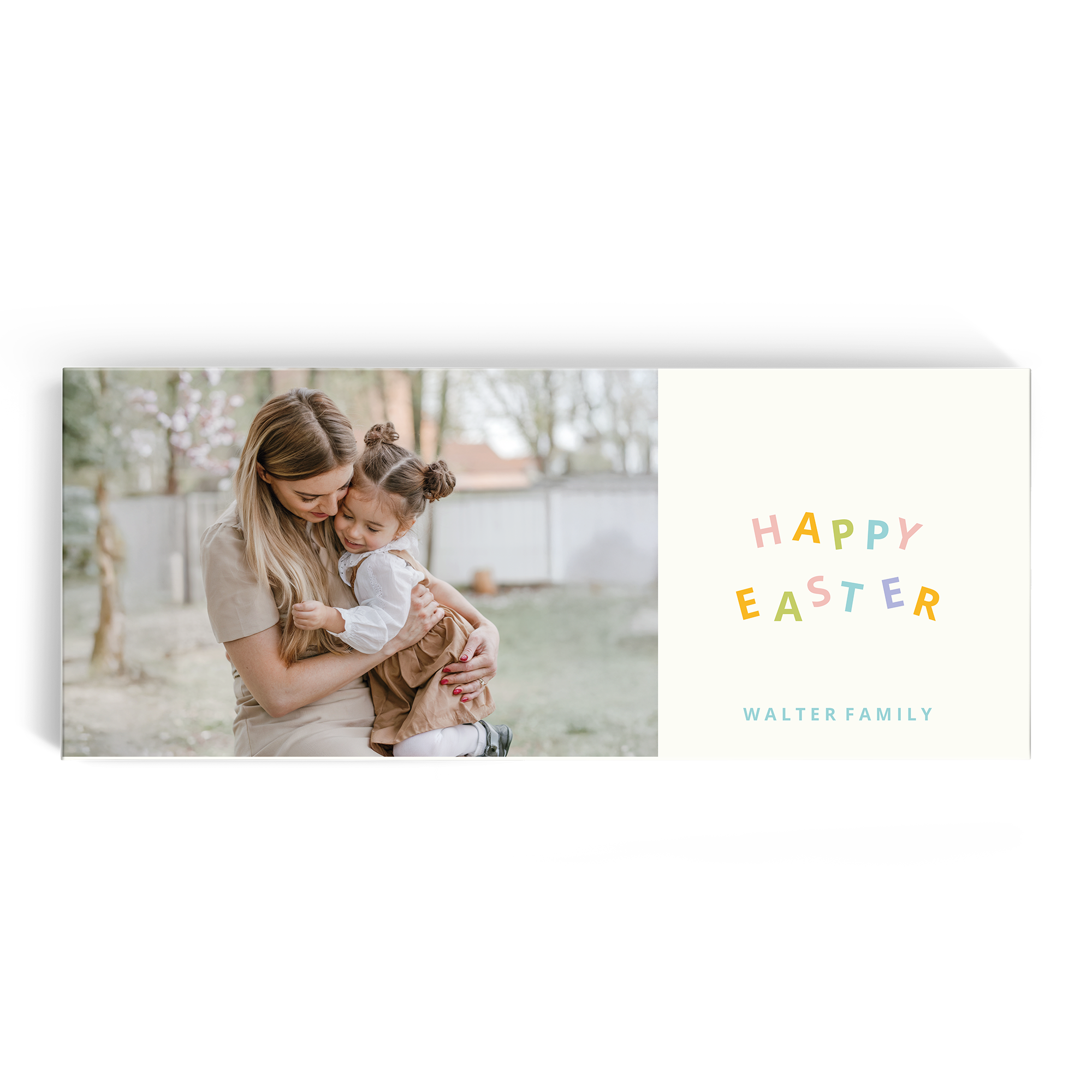 Velika XXL čokoladica Milka s personalizirano fotografijo in napisom Happy Easter Walter Family