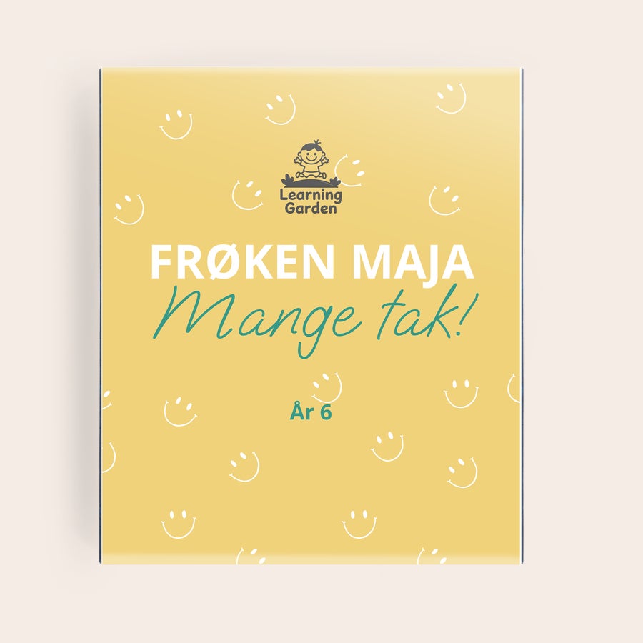 Personlig Pukka-te Personlig teæske trykt med tekst Frøken Maja Mange tak og År 6, dit personlige te-tilflugtssted venter på dig