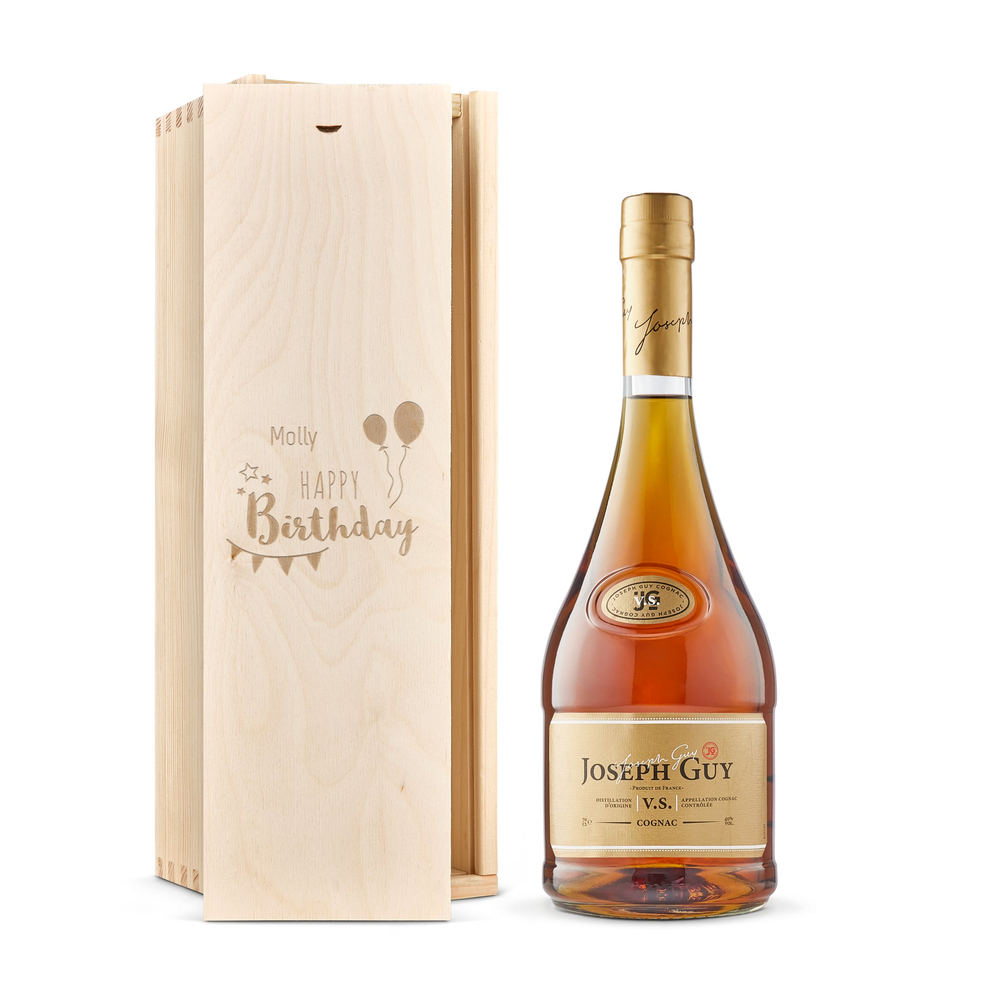 Personalised brandy gift - Joseph Guy - Engraved wooden case