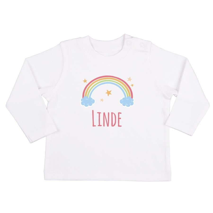 Baby shirt bedrukken - Lange mouw - Wit - 62/68