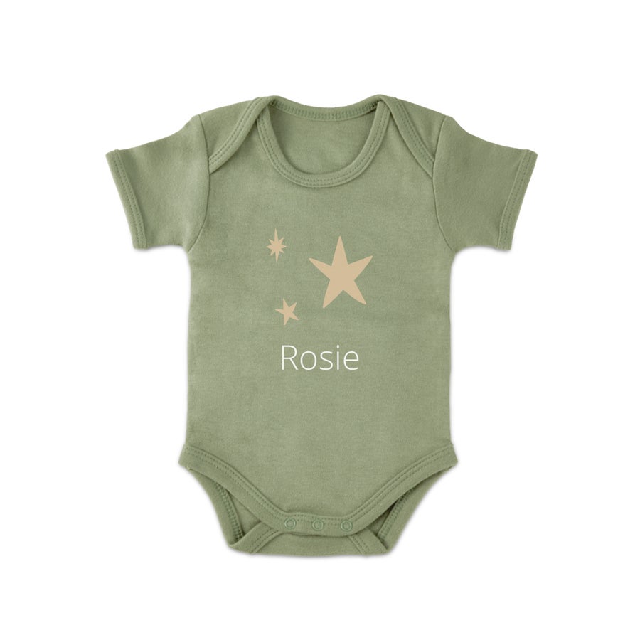 Baby bodyer med tryk - Kortærmet - Grøn - 62/68