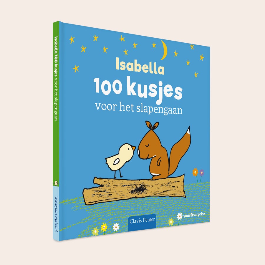 Boek "100 kusjes voor het slapengaan" met naam Welterusten boekje Isabella 100 kusjes voor het slapengaan, gepersonaliseerd met naam.