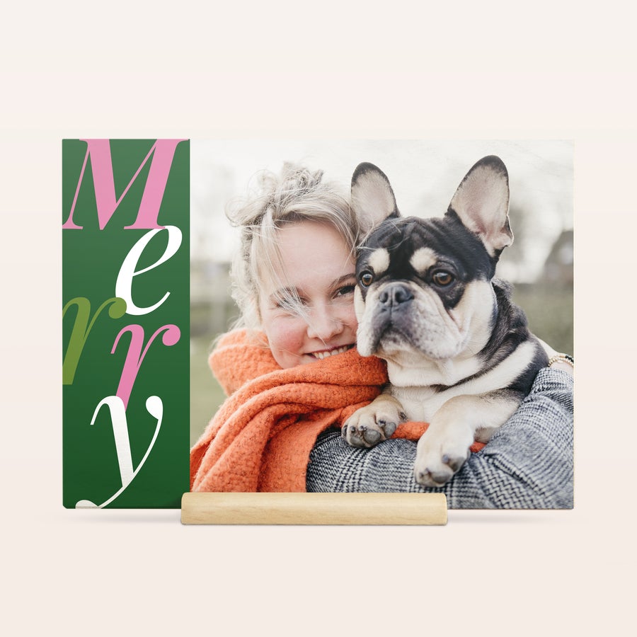 Houten Kerstkaart met foto Houten Kerstkaart met foto