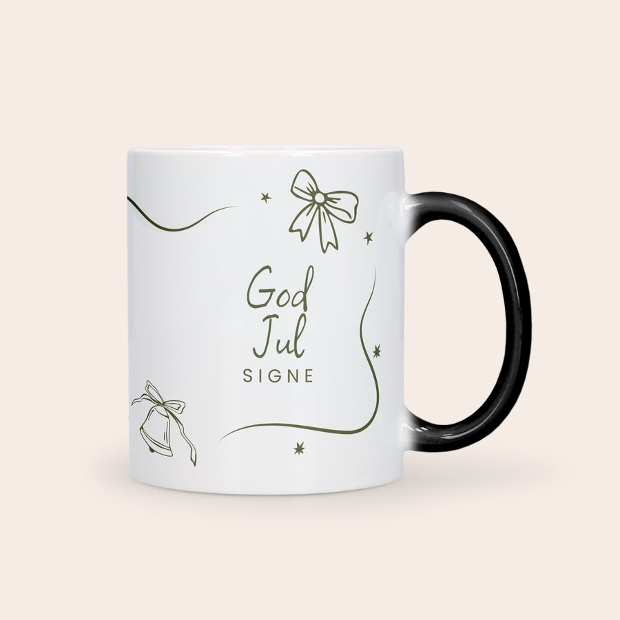 Magisk Mugg Magisk mugg - Foto med julmotiv God Jul Signe och din egen bild, för en personlig julklapp.