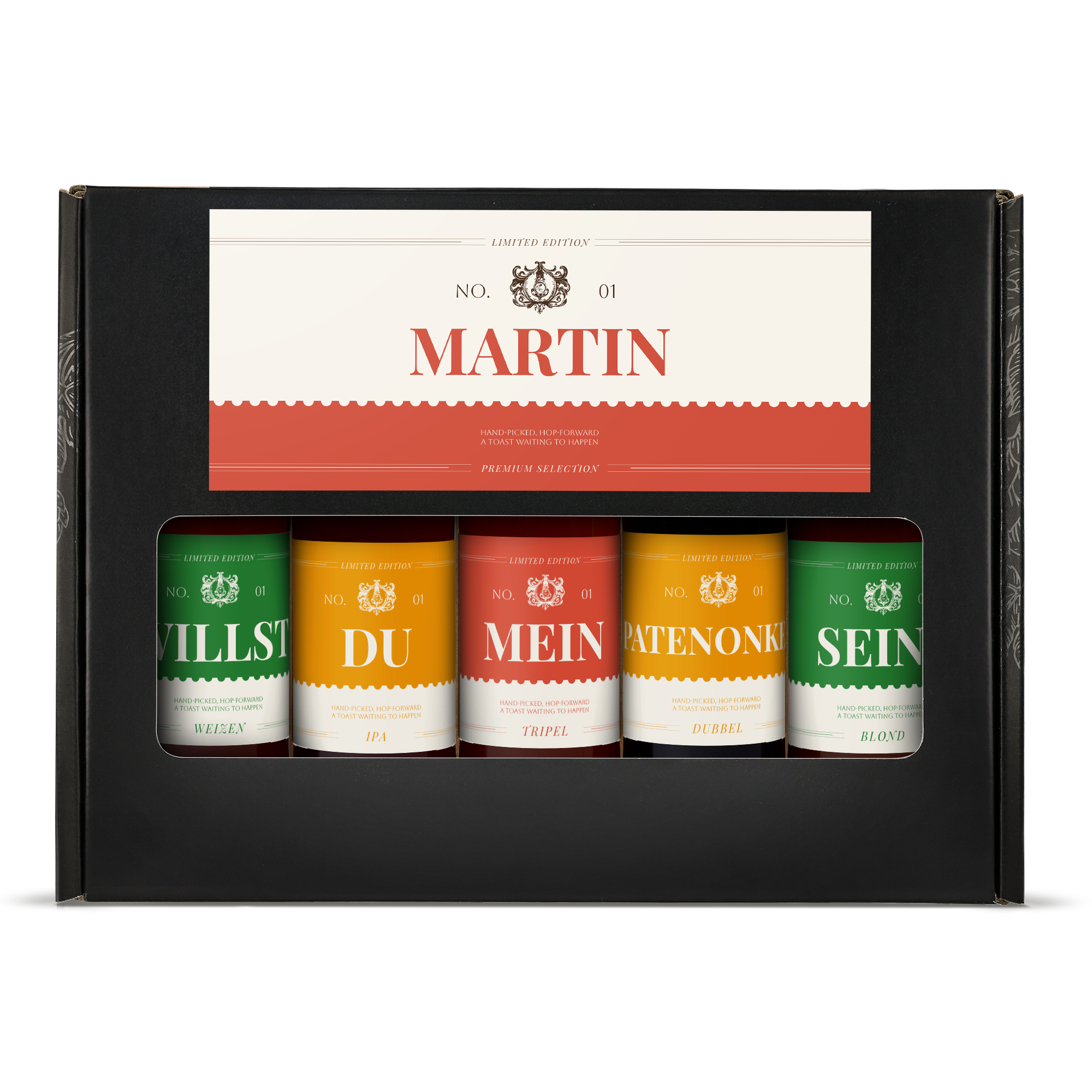 Bier-Geschenkbox mit personalisierten Etiketten