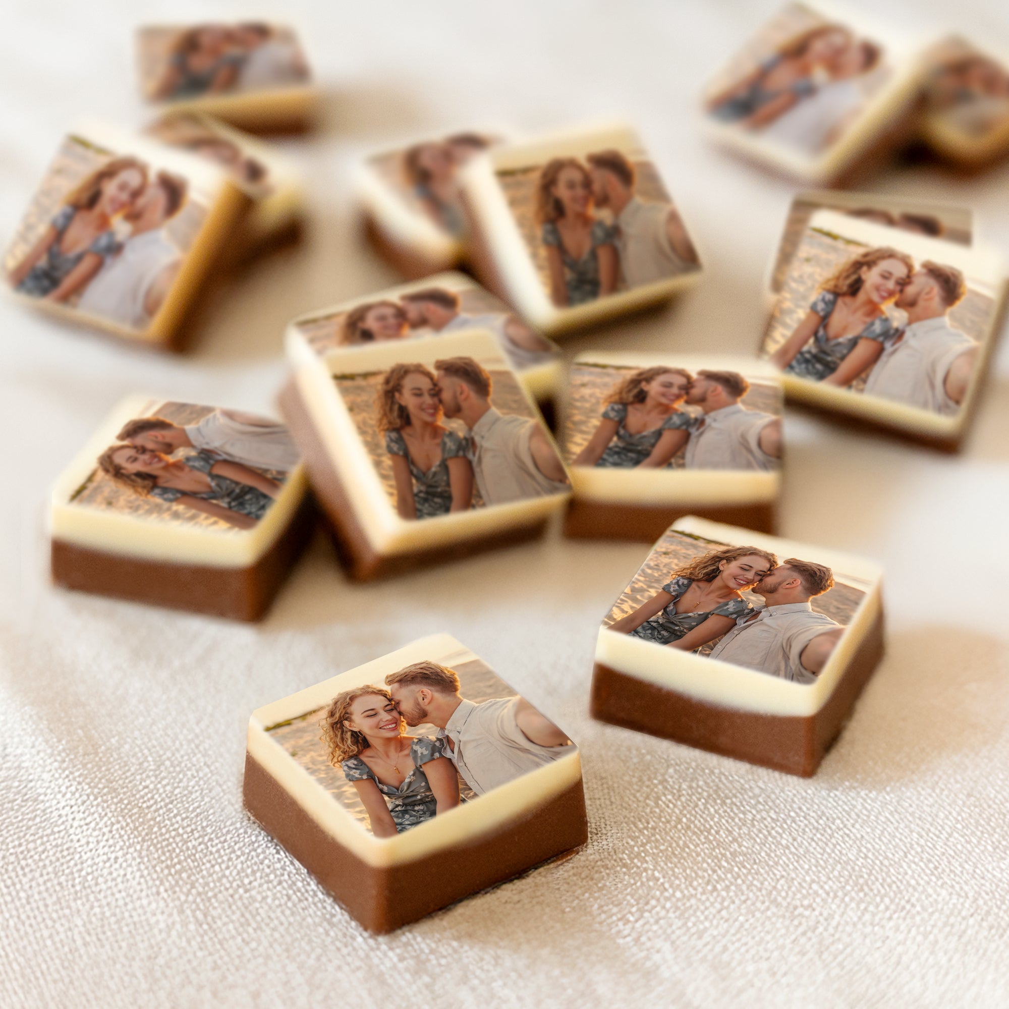 Personalizowane czekoladki - Pakowane pojedynczo - Solidne - 25 szt. - Kwadratowe