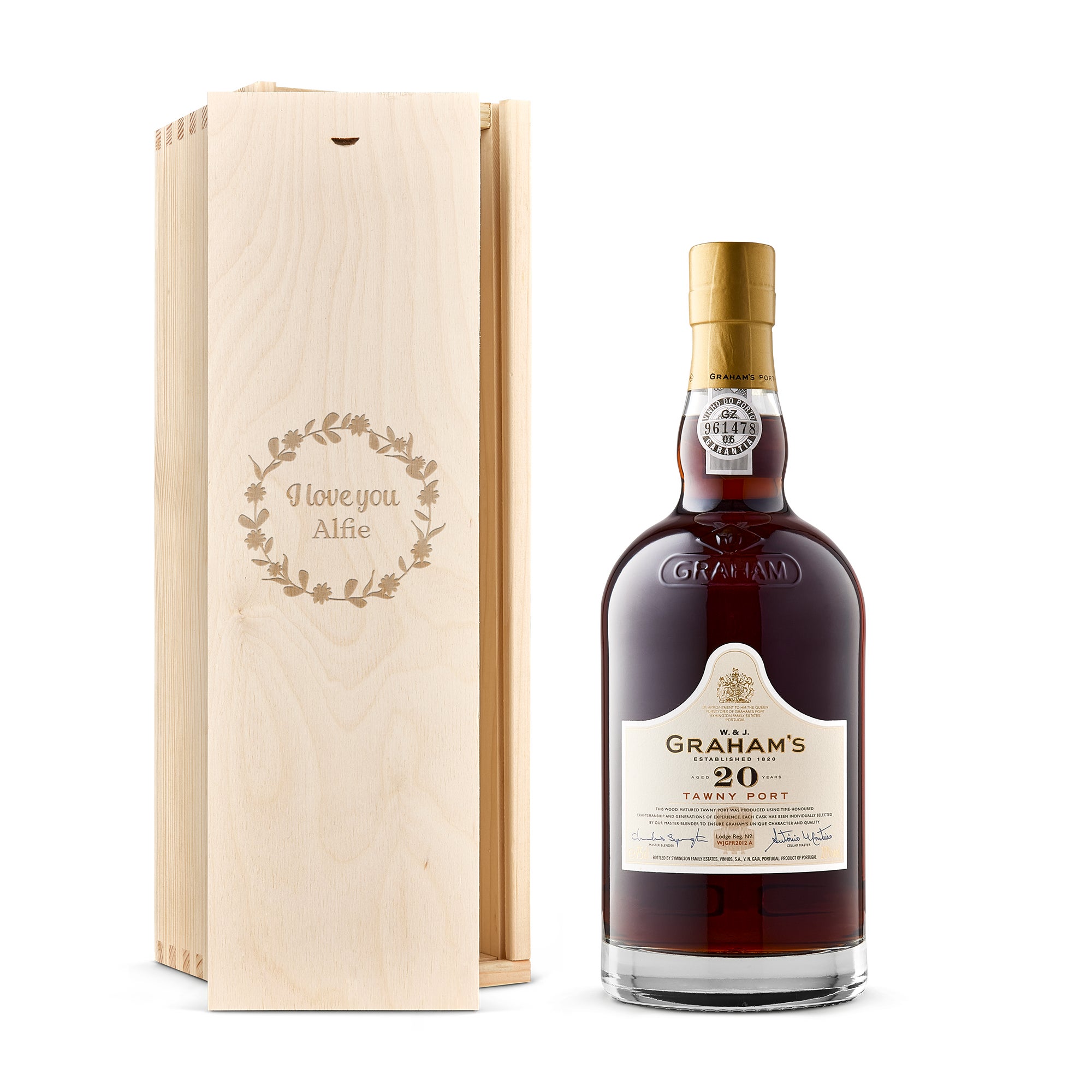 Personalised spirits - Port - Graham's - Tawny - 20 Years - Engraved wooden case
