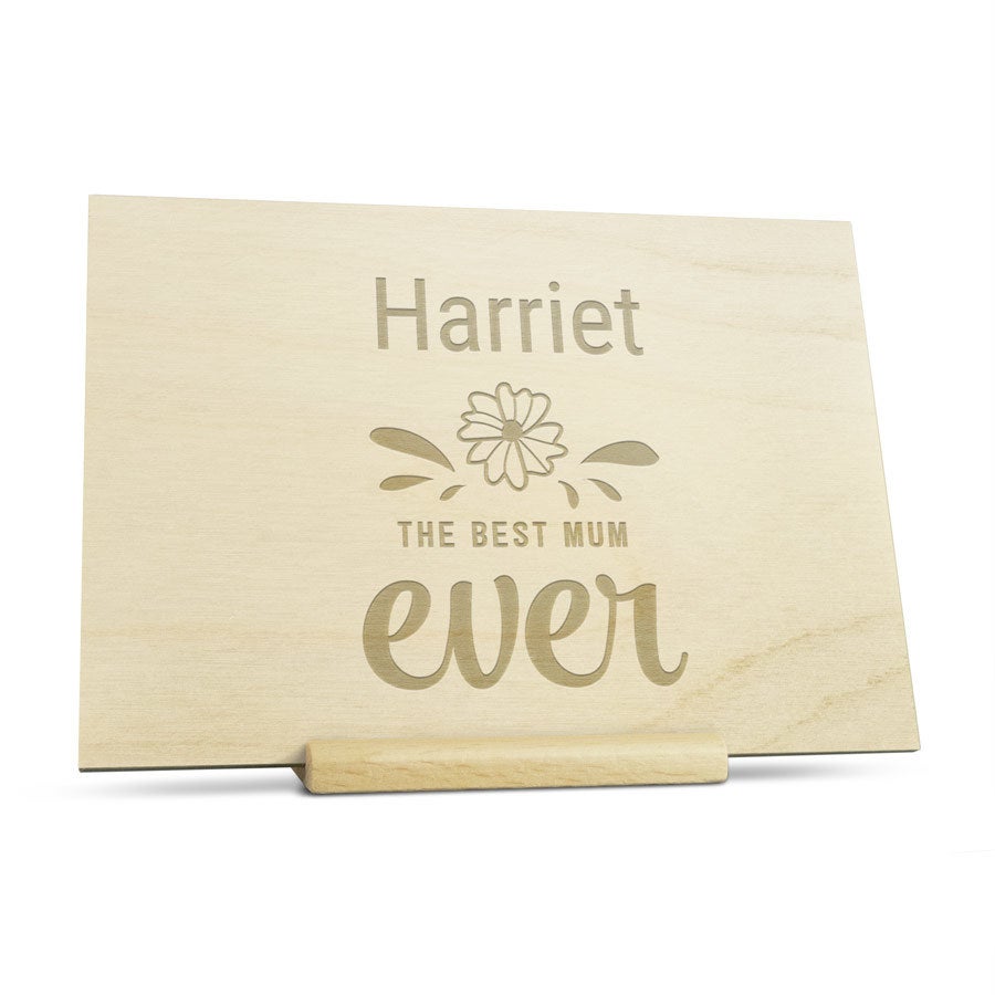 Tarjeta de madera grabada - Horizontal - Día de la Madre