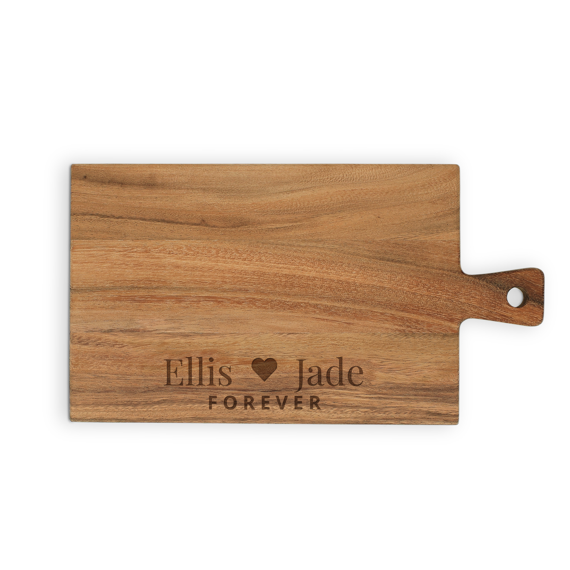 Personalizirana lesena deska za serviranje, gravirana z imenom Ellis srce Jade FOREVER