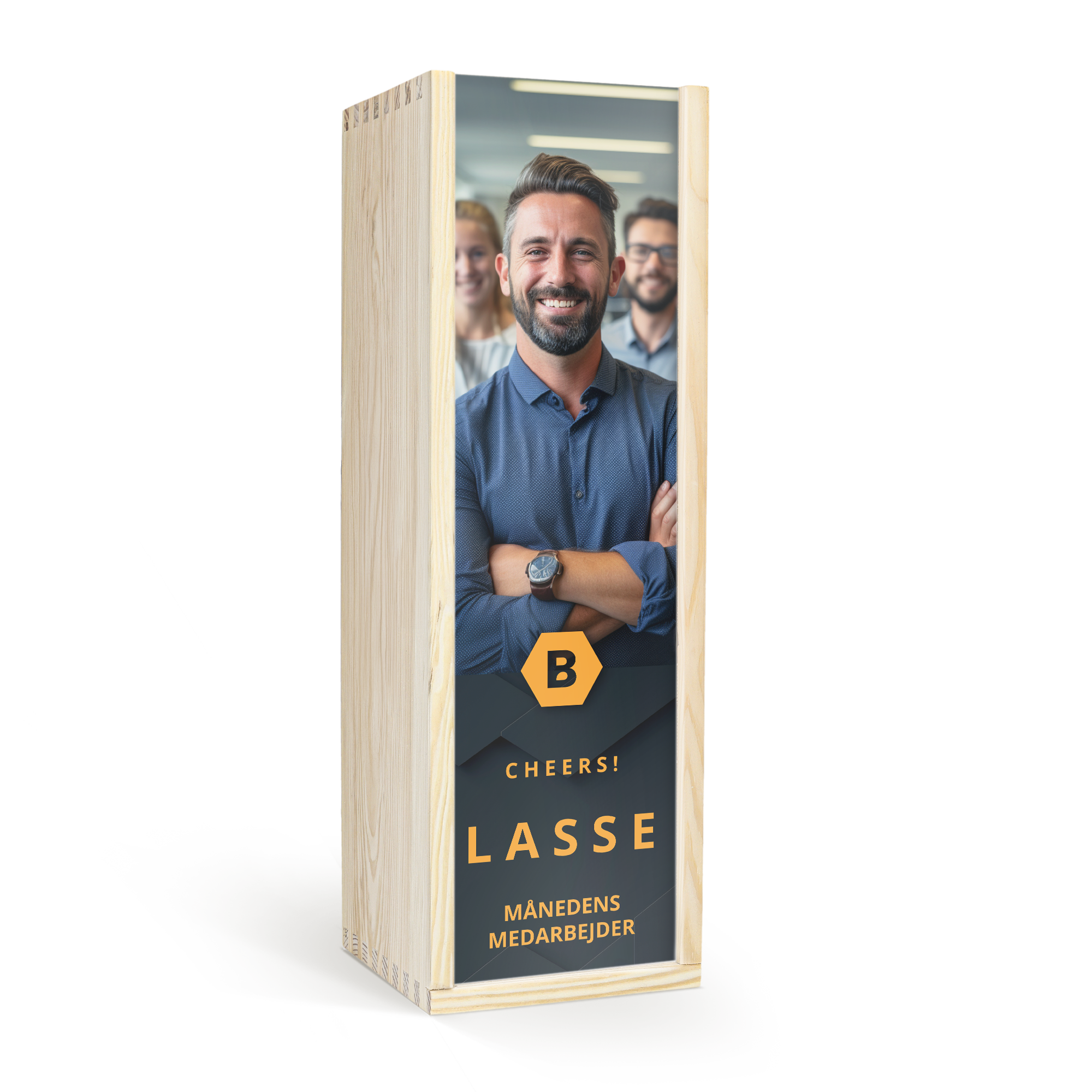 Træ vinkasse med personlig gravering