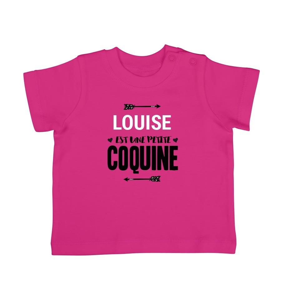 T-shirt bébé personnalisé - Manches courtes - Fuchsia - 62/68