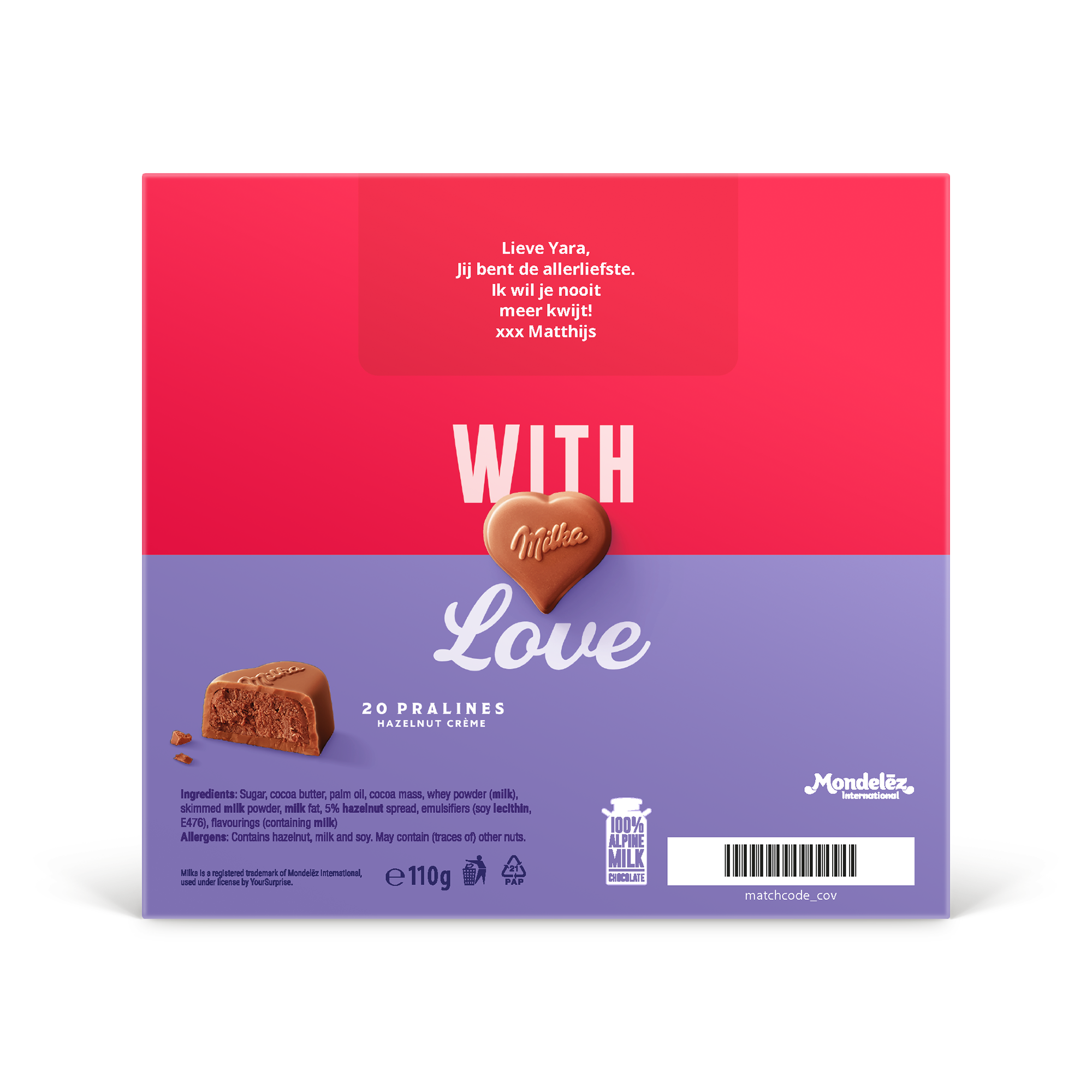 Milka hartjes in 3D chocolade doos