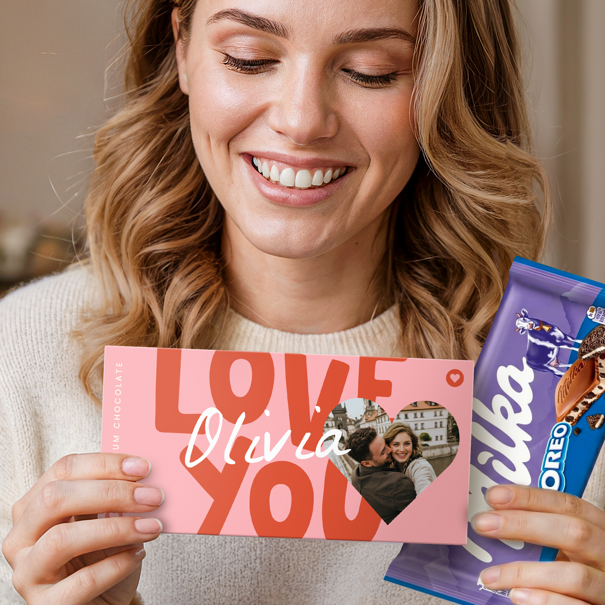Personalised Milka chocolate greeting card