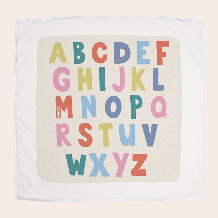 Copertina neonato personalizzata Coperta morbida per neonati personalizzabile con alfabeto colorato stampato e nome Maya