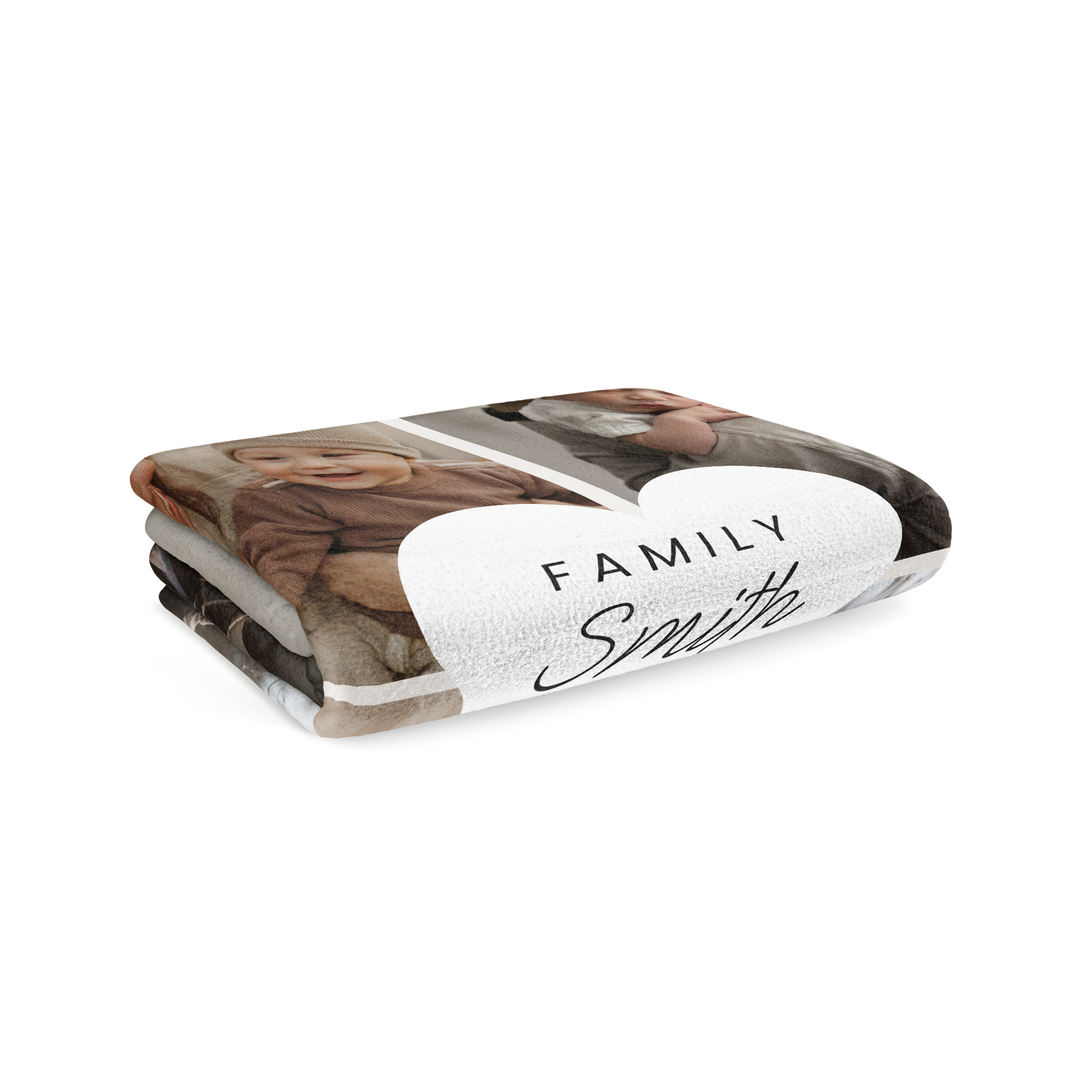 Personalizovaná fleecová deka s fototiskem rodinných fotek, jménem Smith a nápisem Family, Váš gauč bude super útulný s fototiskem