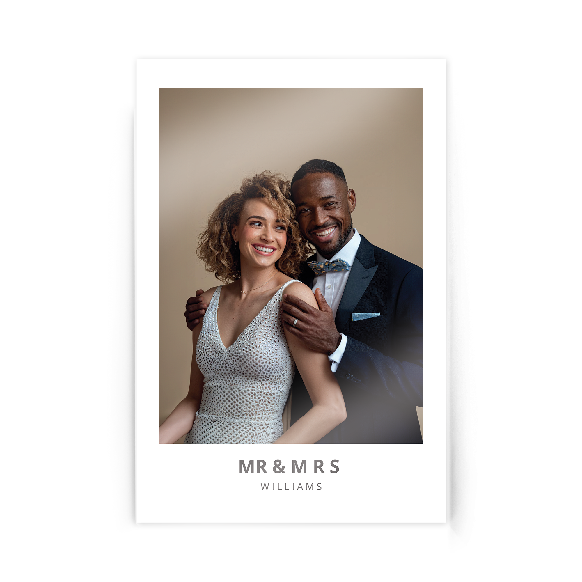 Photo personnalisée sur plexiglas pour couple avec inscription Mr & Mrs Williams