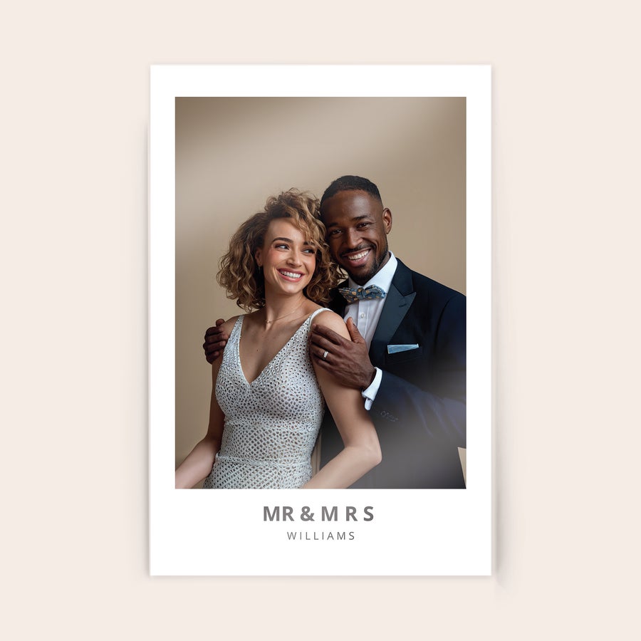 Tableau photo plexiglas Photo personnalisée sur plexiglas pour couple avec inscription Mr & Mrs Williams